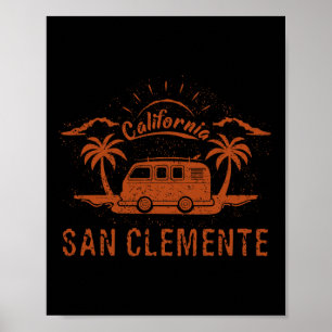 San Clemente, Ca Kalifornien Retro Vintage Surfen Poster