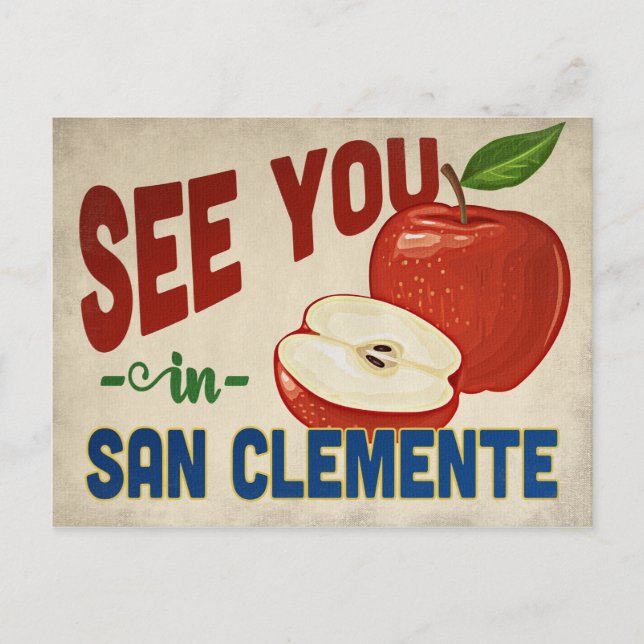 San Clemente California Apple - Vintage Travel Postkarte (Vorderseite)