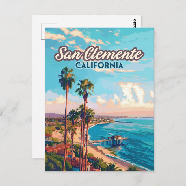 San Clemente California Beach Orange Landkreis Ret Postkarte (Vorne/Hinten)