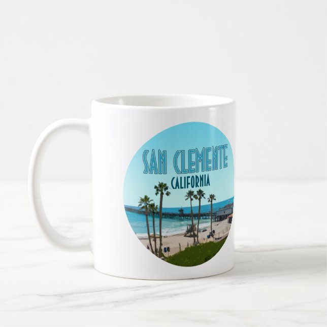 San Clemente Pier Beach California Vintag Kaffeetasse (Links)