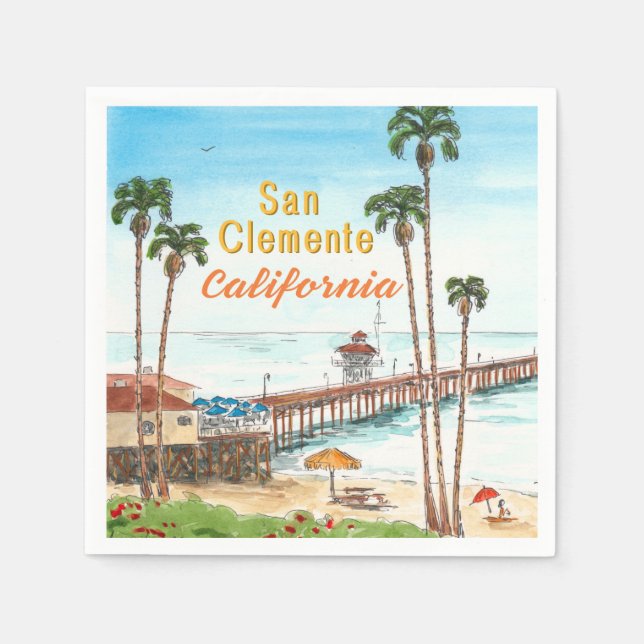 San Clemente Pier California  Serviette (Vorderseite)