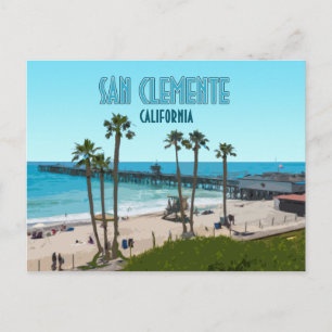 San Clemente Pier Strand Kalifornien Vintage Postkarte