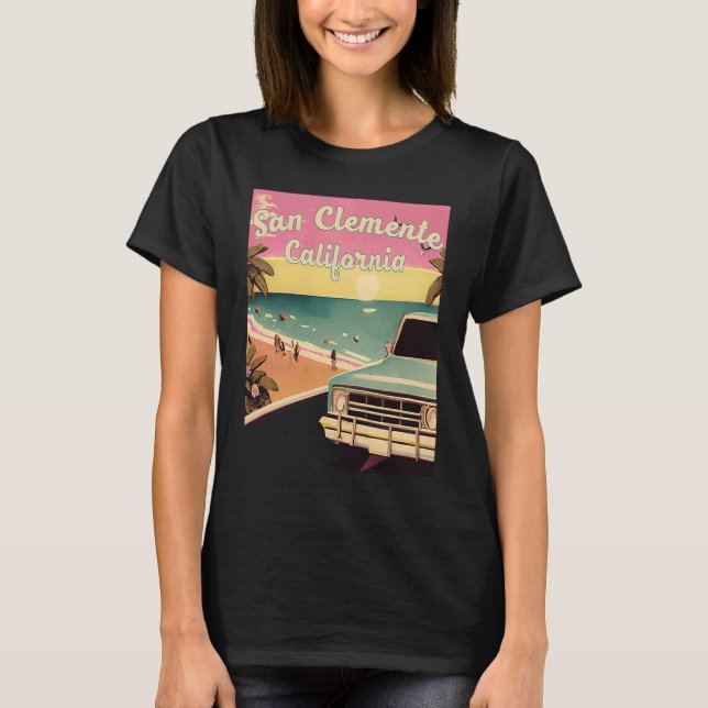 San Clemente Retro Beach Vacation Souvenir San Cle T-Shirt (Vorderseite)