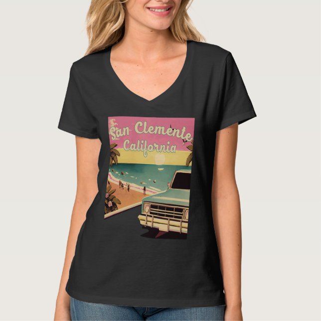 San Clemente Retro Beach Vacation Souvenir San Cle T-Shirt (Vorderseite)