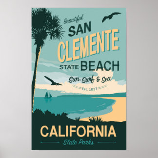 San Clemente Staat Beach Travel Poster