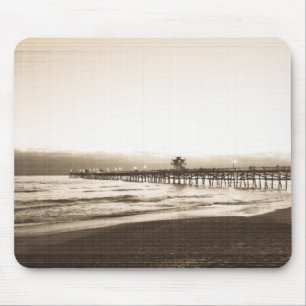 San Clemete Pier Kalifornien Strand Vintage-Foto Mousepad