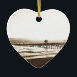 San Clemete Pier Vintages Foto am Strand Keramik Ornament<br><div class="desc">Vintag wie Foto der Pier San Clemente in Kalifornien.</div>