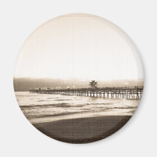 San Clemete Pier Vintages Foto am Strand Magnet