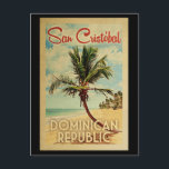 San Cristobal Palm Tremola Postkarte<br><div class="desc">Ein einzigartig Retro Mitte des Jahrhunderts modernen San Cristobal Dominikanische Republik Kunstdruck in Vintage Reise Poster Stil. Es verfügt über eine geschwungene Palme am Sandstrand mit Ozean unter einem blauen bewölkten Himmel.</div>