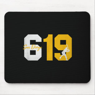 San Diego 619 Vintage 90er Baseballspieler Silhoue Mousepad