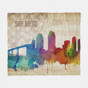 San Diego, Aquarell-Stadt-Skyline CAs   Fleecedecke