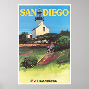 San Diego Art United Airlines Reiseplakat Poster
