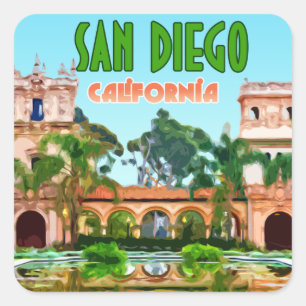 San Diego Balboa Park Kalifornien Vintage Quadratischer Aufkleber