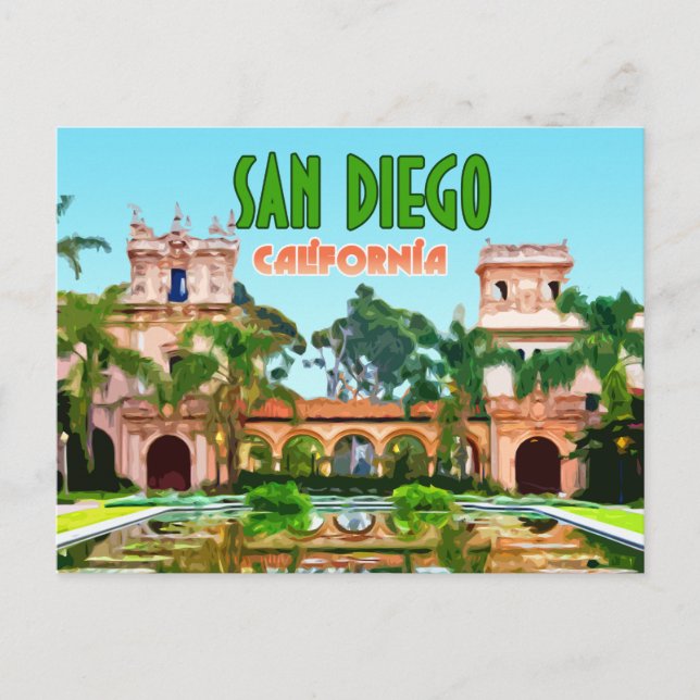 San Diego Balboa Park Vintag Postkarte (Vorderseite)