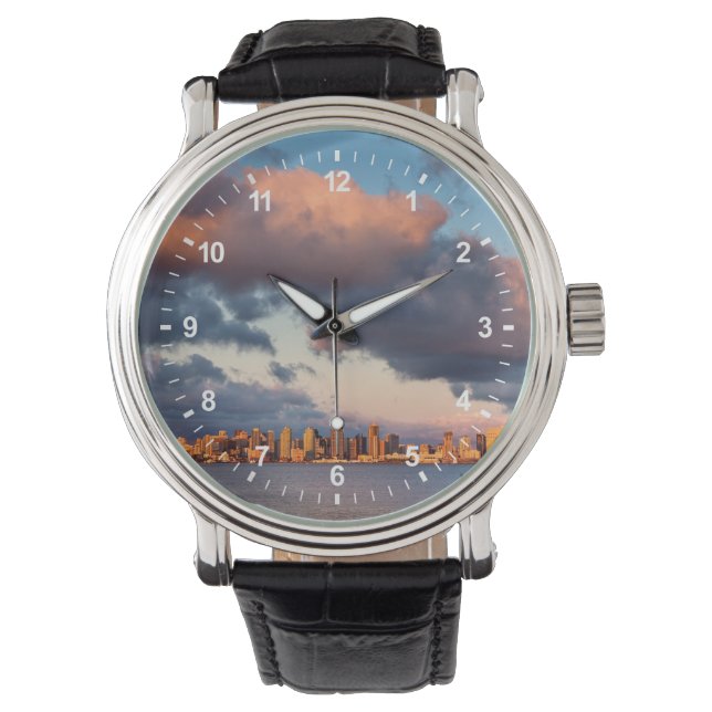 San Diego Bay City Skyline Armbanduhr (Vorderseite)