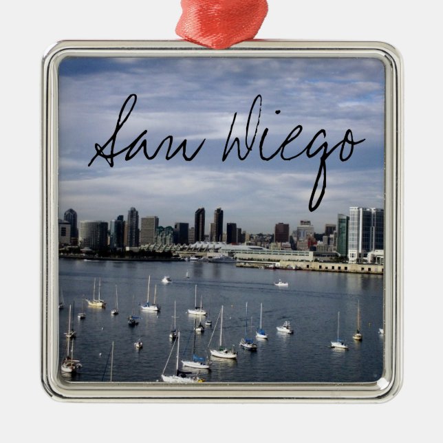 San Diego Bay und Skyline Ornament Aus Metall (Vorne)