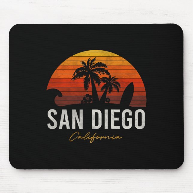 San Diego Beach California Palmen Urlaub Surf Mousepad (Vorne)