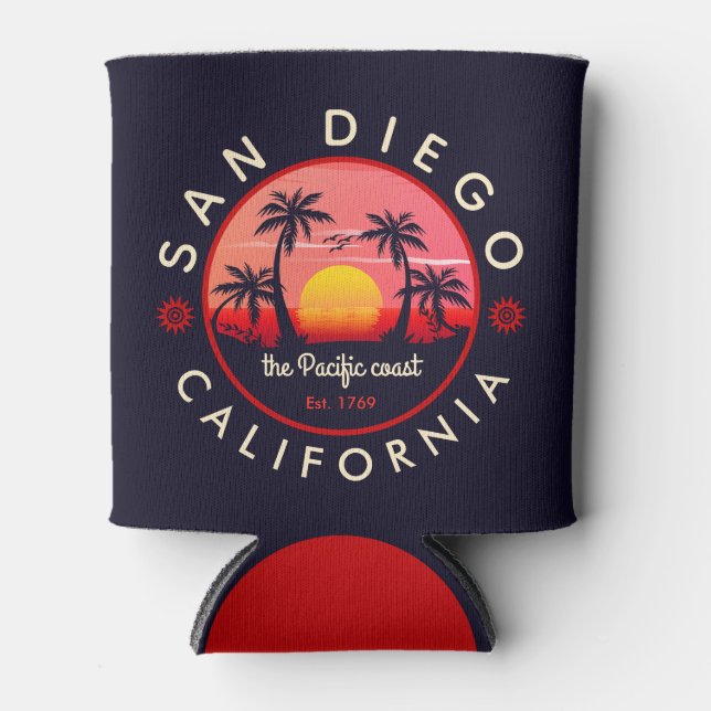 San Diego Beach California Retro Sunset Souvenir Dosenkühler (Vorderseite)