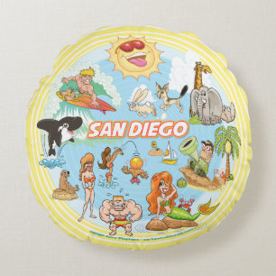 San Diego Beach Life Rundes Kissen
