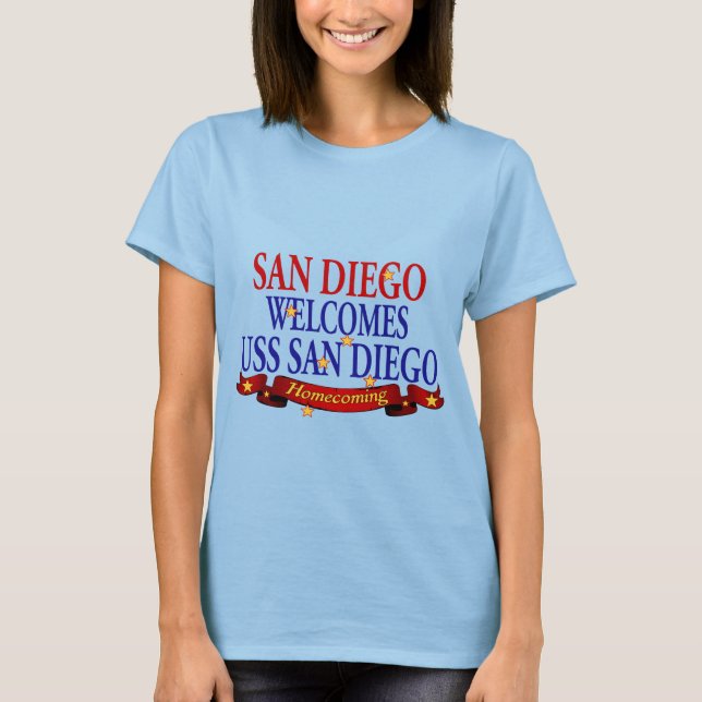 San Diego begrüßt USS San Diego T-Shirt (Vorderseite)