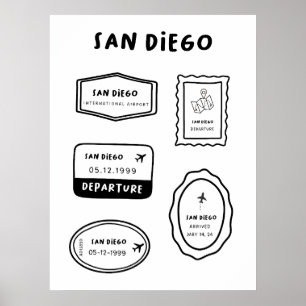 San Diego - Briefmarke reisen Minimalistisch Poster