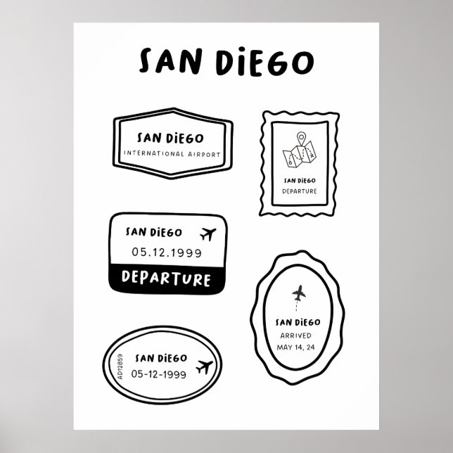 San Diego - Briefmarke reisen | Minimalistisch Poster (Vorne)