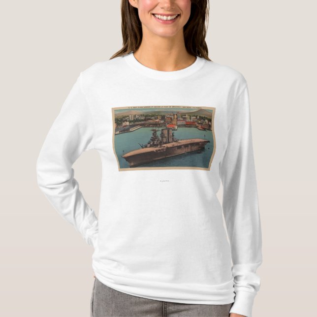 San Diego, CA - Ansicht US-Marine-Flugzeugträger T-Shirt (Vorderseite)