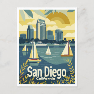 San Diego CA - Blick Save the Date über die Bucht Postkarte