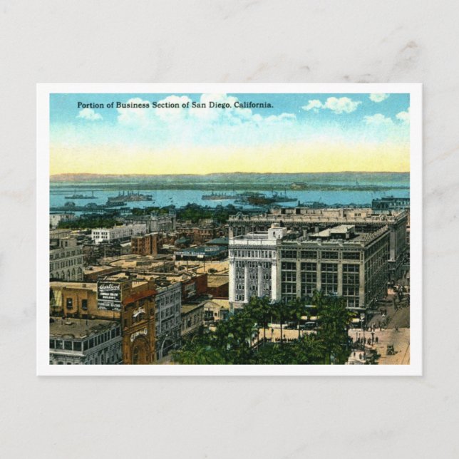San Diego CA Business Section 1910s Postkarte (Vorderseite)