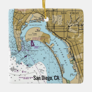 San Diego CA Nautical Chart Keramikornament