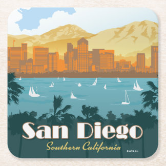 San Diego, CA Rechteckiger Pappuntersetzer