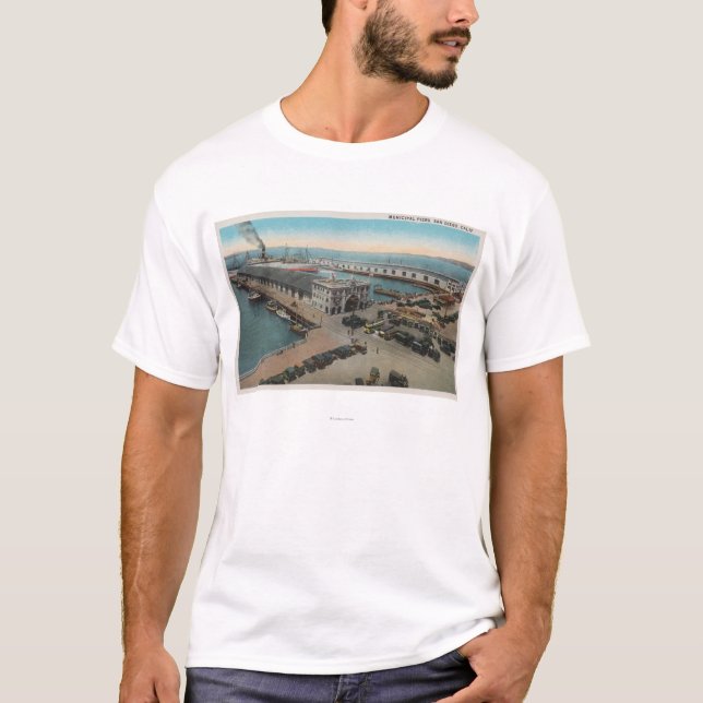 San Diego, CA - städtische Pier-Ufergegend T-Shirt (Vorderseite)