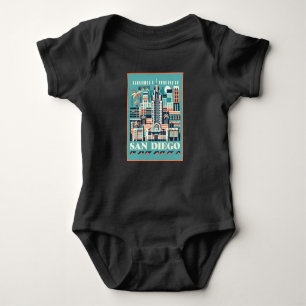 San Diego California Art Deco Baby Strampler