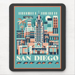 San Diego California Art Deco Mousepad