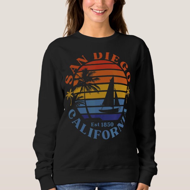 San Diego California Beach Sailboat Summer Vacatio Sweatshirt (Vorderseite)