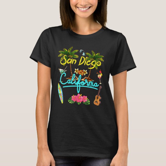 San Diego California Beach Summer Palm Sun Set Pal T-Shirt (Vorderseite)