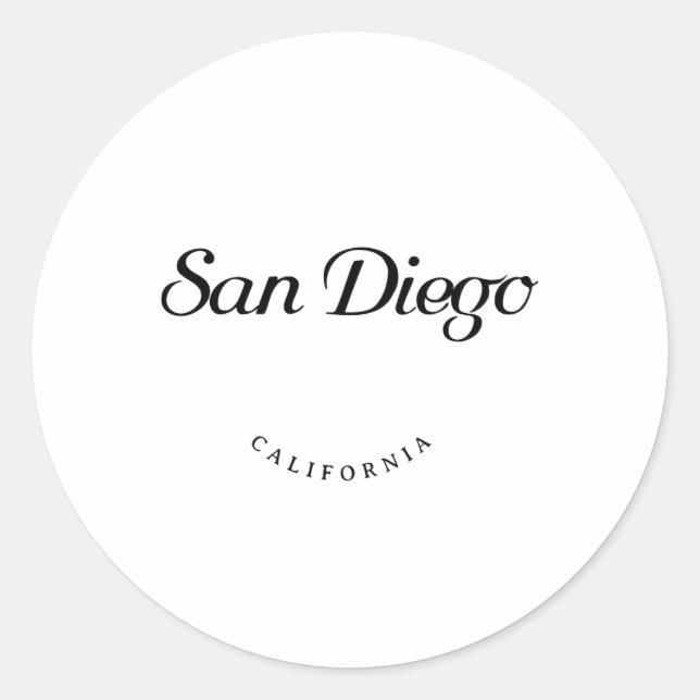 San Diego California Black Schriftart Runder Aufkleber (Vorderseite)