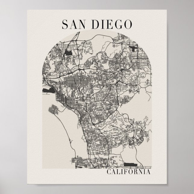 San Diego California Boho Arch Street Karte Poster (Vorne)