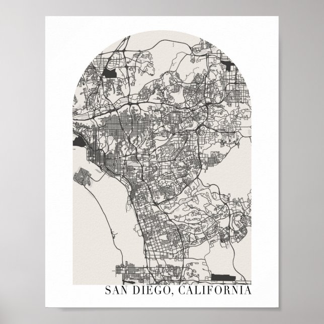 San Diego California Boho Minimal Arch Street Kart Poster (Vorne)