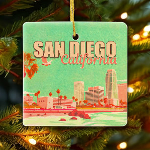 San Diego California Downtown Souvenirs 1950er Keramikornament