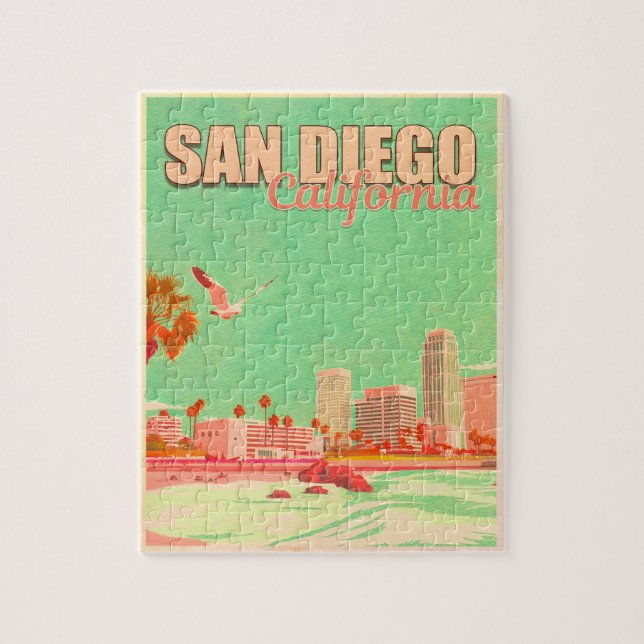 San Diego California Downtown Souvenirs 1950er Puzzle (Vertikal)