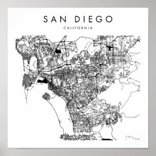 San Diego California Minimal Modern Street Karte Poster
