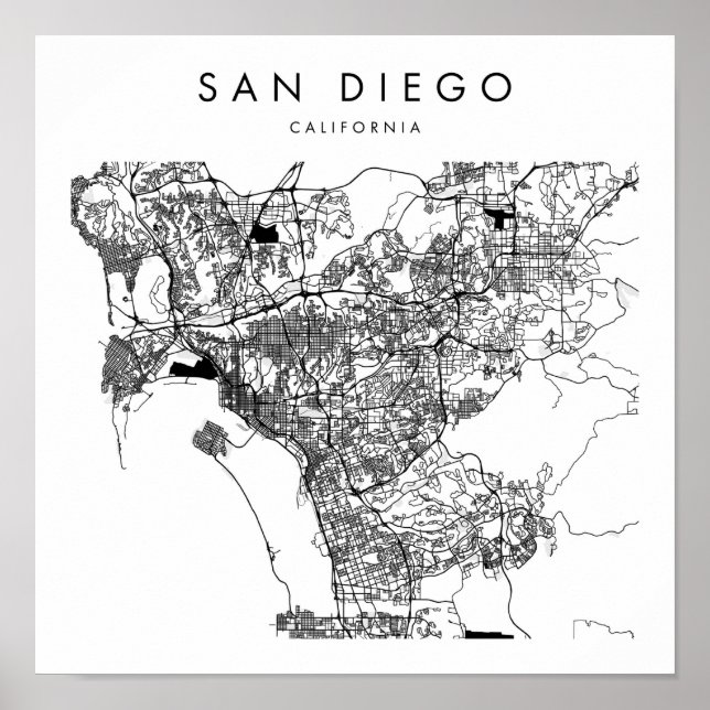 San Diego California Minimal Modern Street Karte Poster (Vorne)