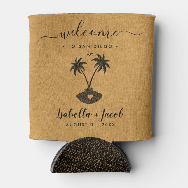 San Diego California Navy Blue Palm Tree Wedding Dosenkühler (Vorderseite)