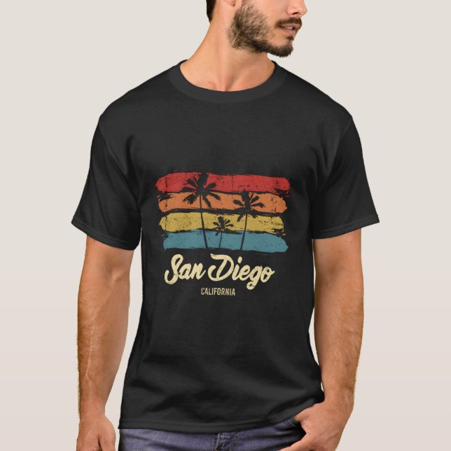 San Diego California Palm Trees Ca T-Shirt (Vorderseite)