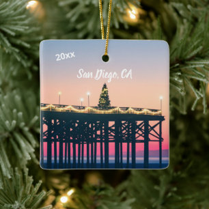 San Diego California Pink Blue Memorynachricht Fot Keramikornament