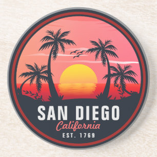 San Diego California Retro Sunset Souvenirs 60er Getränkeuntersetzer