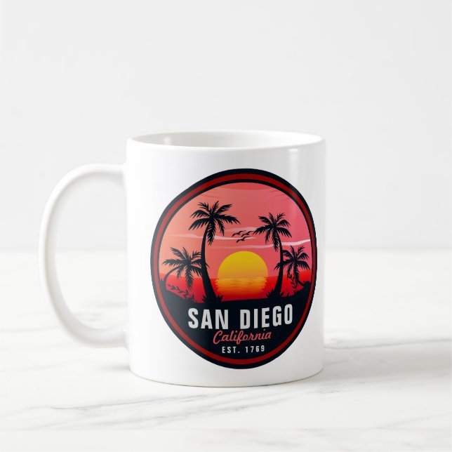 San Diego California Retro Sunset Souvenirs 60er Kaffeetasse (Links)