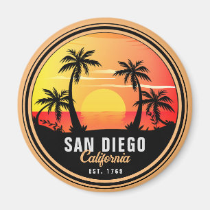 San Diego California Retro Sunset Souvenirs 60er Magnet