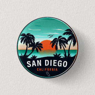 San Diego California Retro Sunset Souvenirs 80er Button